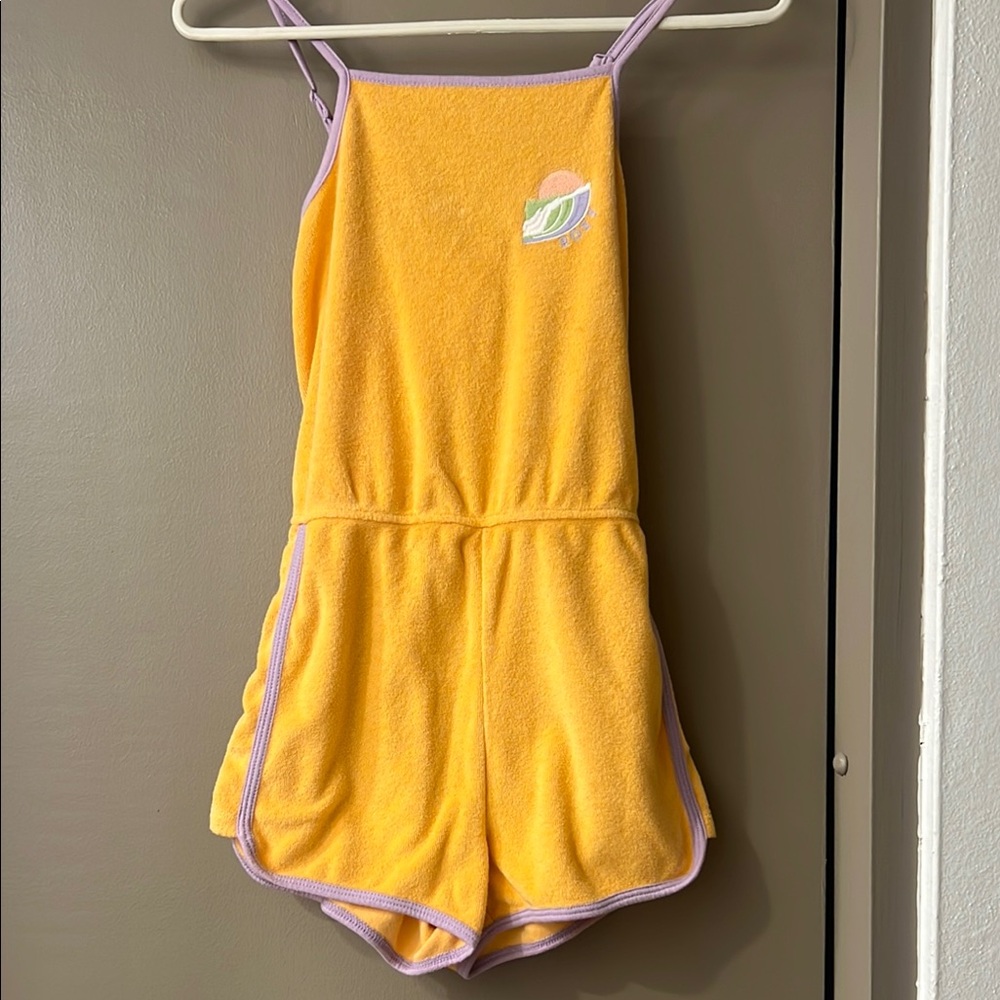Roxy Orange purple Terrycloth Girls Swim Coverup Romper